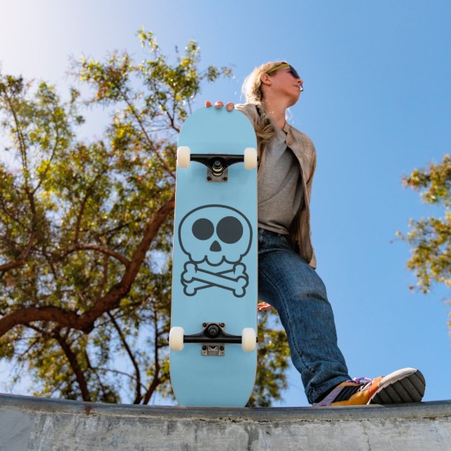 NY - Tecknad dödskalle Mini Skateboard Bräda 18,5 Cm (Utomhus 1)