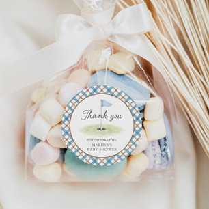 Ny till Club Golf Brun & Blå Baby Shower Runt Klistermärke