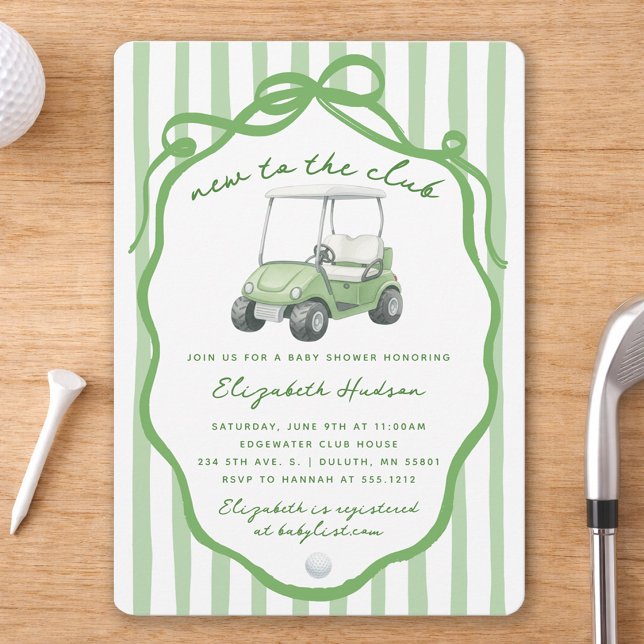 Ny till golfklubben - Baby Shower Inbjudningar (New to the Club Golf Baby Shower Invitation)