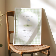 Ny till klubben Golf Grön Gingham Baby Shower