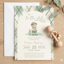 Ny till klubben golfande björn baby shower QR-kod 