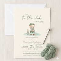 Ny till klubben golfande björn baby shower QR-kod 