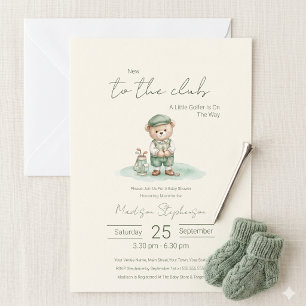 Ny till klubben golfande björn baby shower QR-kod  Inbjudningar