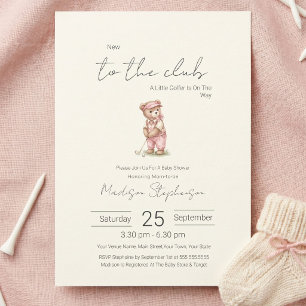 Ny till klubben Grön golfande björn baby shower Inbjudningar