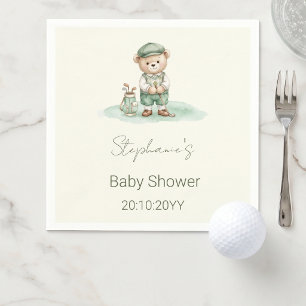Ny till klubben Grön golfande björn baby shower Pappersservett