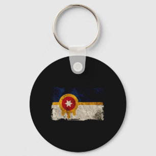 Ny Tulsa Flagga Vintage Distressed Tulsa Oklahoma Nyckelring