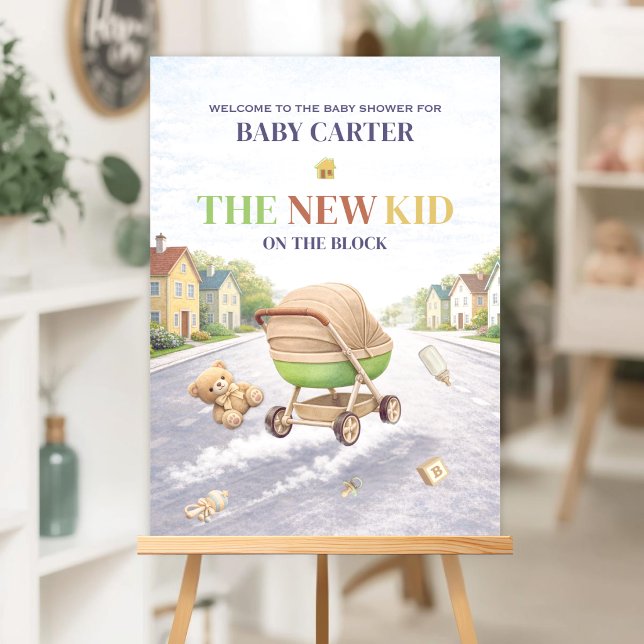 Ny unge på blocket - Baby Shower Välkommen Poster (New Kid On The Block Baby Shower Welcome Sign)