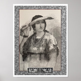 NY UTSKRIFT C 1800s NATIVE AMERICAN WOMAN Poster