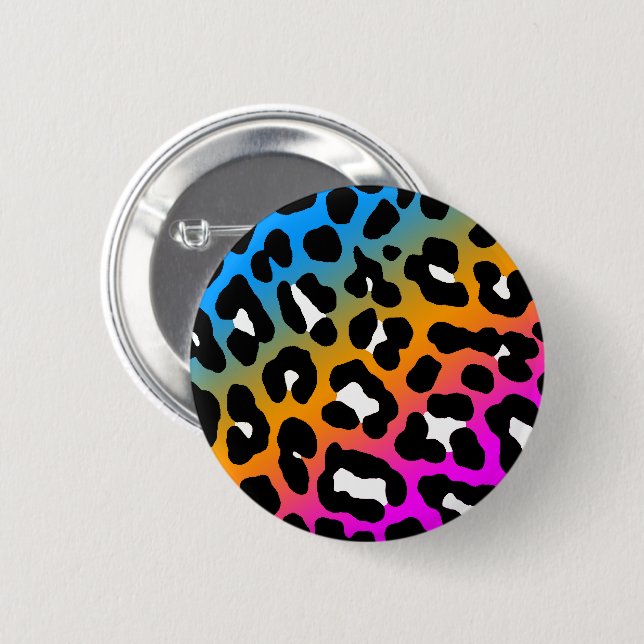 NY VÅG ÅTTIOTAL RETRO LEOPARD TRYCKTA FÄRGER PIN KNAPP (Framsida & baksida)