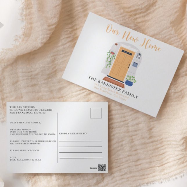 Ny Vi har flyttat för vattenfärg, pastelldörr Vykort (Skapare uppladdad)