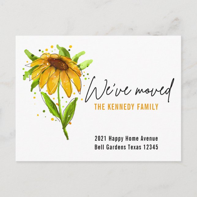 Ny Vi har flyttat för vattenfärgsfärg för hemmet G Meddelande Vykort (Framsida)