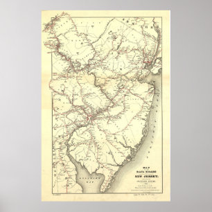 Ny vintage - jerseyjärnvägkarta (1869) poster