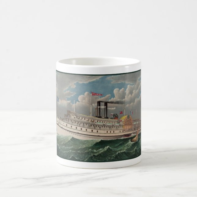 NY Voyage Grand Paddlewheel Ångbåt The Pilgrim Kaffemugg (Center)
