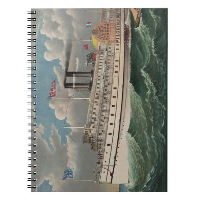 NY Voyage Grand PaddleWheel Steamboat Pilgrim Anteckningsbok (Framsidan)