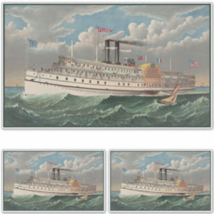 NY Voyage Grand PaddleWheel Steamboat Pilgrim Klistermärken