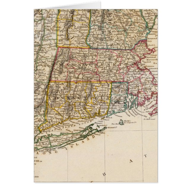NY, Vt, Maine, NH, Mass, Conn, RI, NJ Hälsningskort (Framsidan)