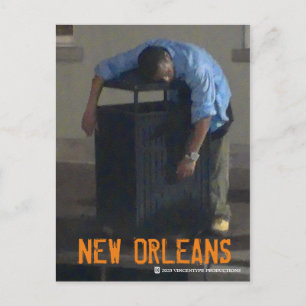 Ny vykort med berusad person i New Orleans sovande