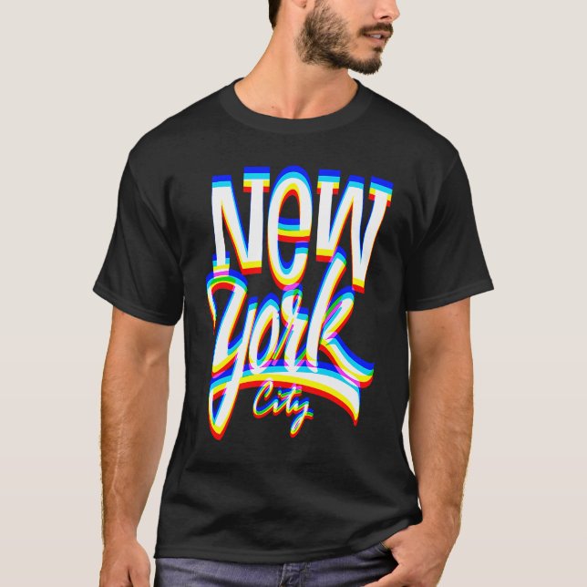 NY YORK CITY-Coola, typografi T Shirt (Framsida)