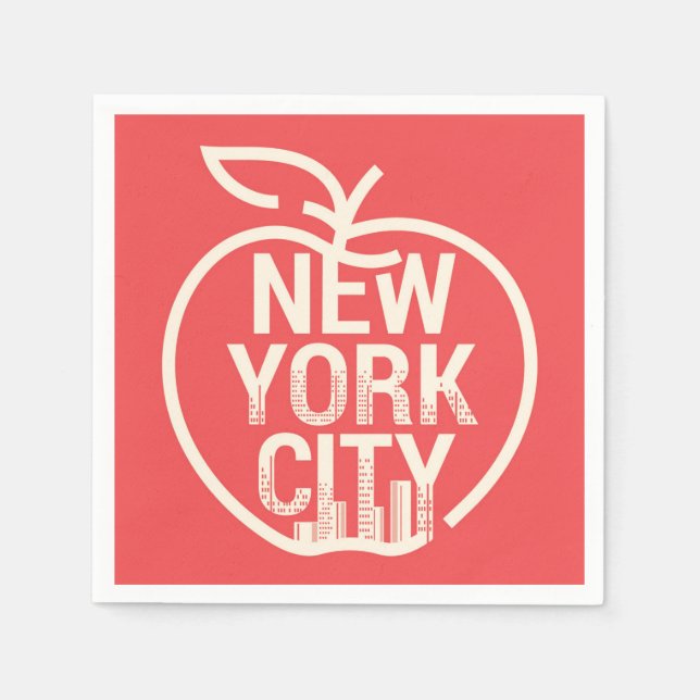 NY YORK CITY Modern Big Apple Red Pappersservett (Framsidan)