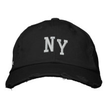 NY YORK DISTRESSEED CHINO TWILL CAP - SVART