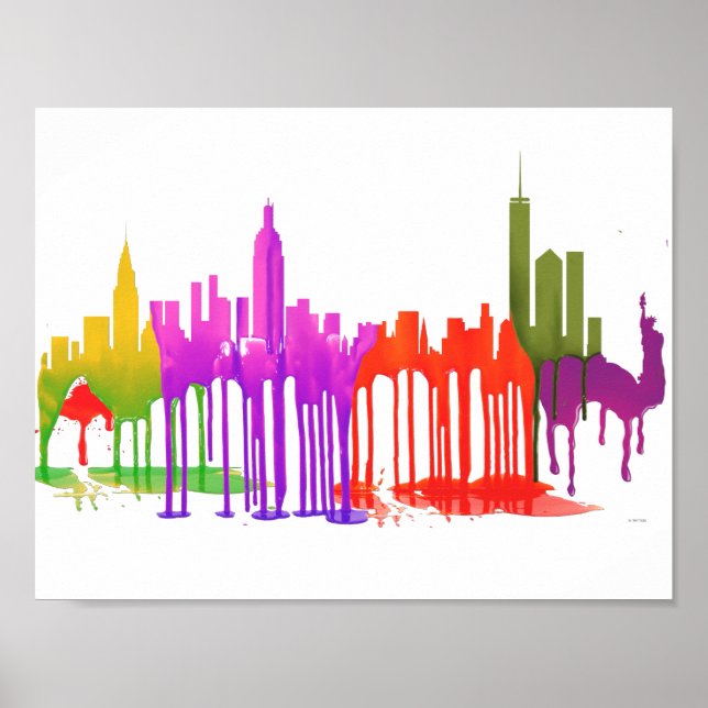 NY YORK, NY SKYLINE PUDDLES - POSTER (Framsidan)