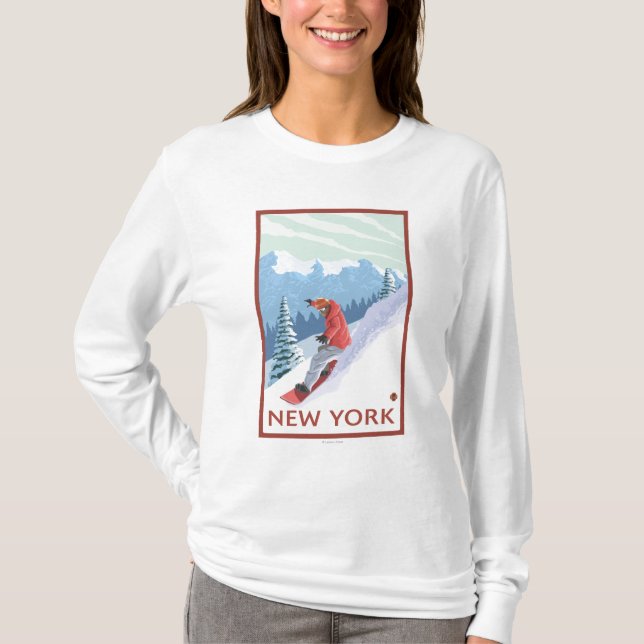 Ny YorkSnowboarder plats Tee (Framsida)