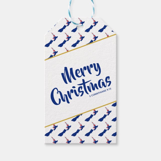 NY ZEALAND Anpassningsbar God jul Bible Scripture Presentetikett (Framsidan)