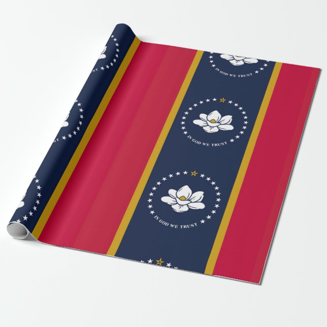 Nya 2020 Mississippi Flagga Mönster Presentpapper (Utrullad)