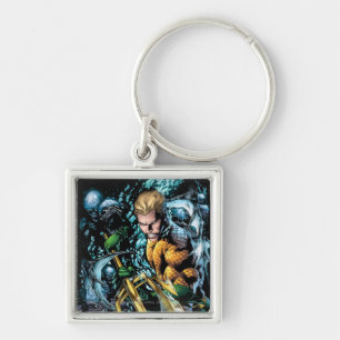 Nya 52 - Aquaman #1 Fyrkantig Silverfärgad Nyckelring