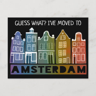NYA ADRESS Amsterdams kanalhus Colorful Flytta Vykort