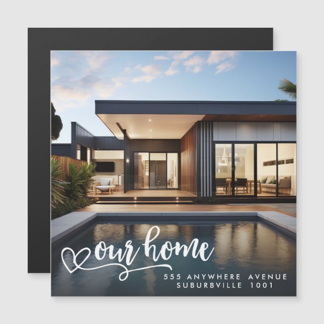 Nya adress Flytta House Home Photo Magnet (Fram/baksida)