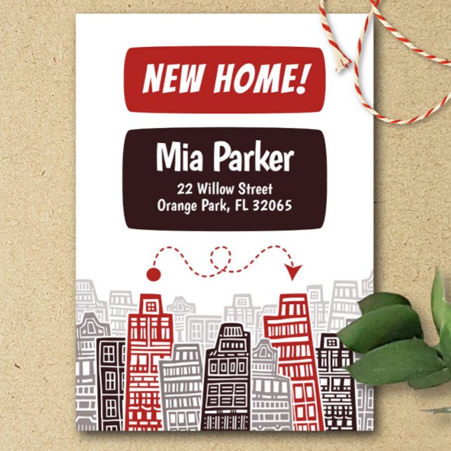 Nya adress Flytta tecknad stil Inbjudningar (Skapare uppladdad)