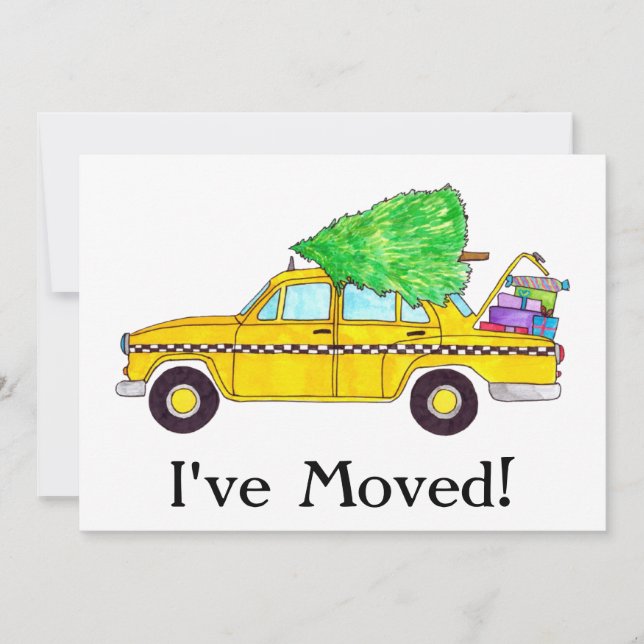 Nya adress Gult Cab Taxi julgåvor Inbjudningar (Framsida)