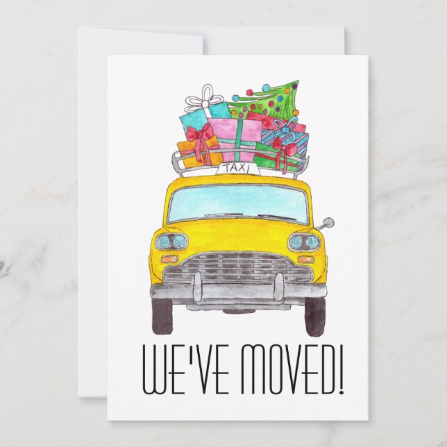 Nya adress Gult Cab Taxi julgåvor Inbjudningar (Framsida)