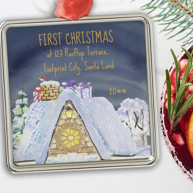 Nya adress jultomten vid Tak Julgransprydnad Metall (Skapare uppladdad)