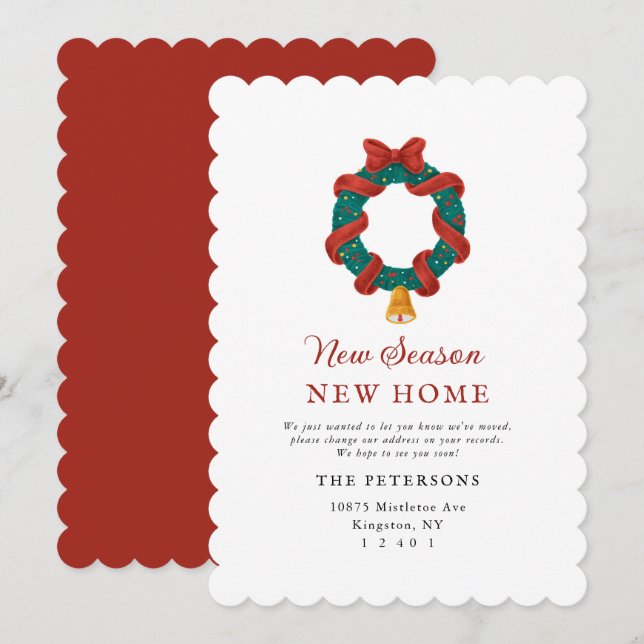 Nya adress meddelanden om helgdag Vi har flyttat (Fram/baksida)