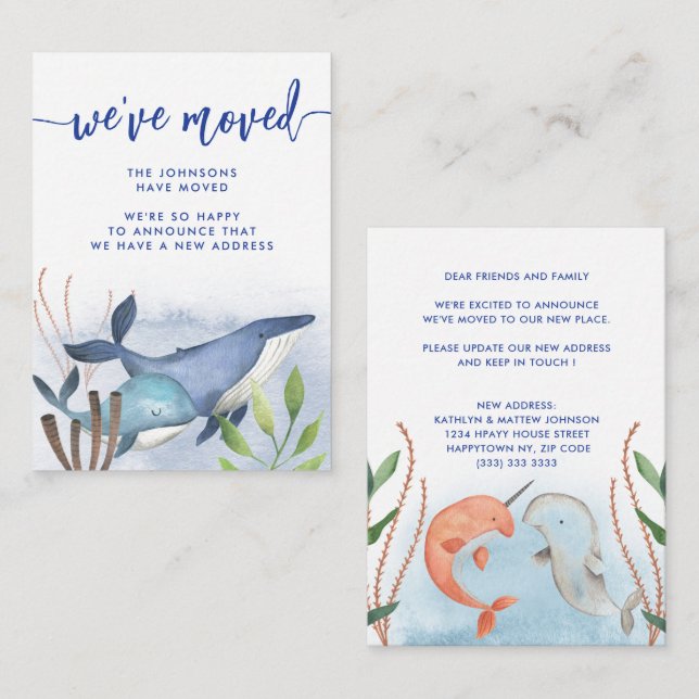 Nya adress meddelandet om Flytta av den ädla valsä Anteckningskort (Fram/baksida)