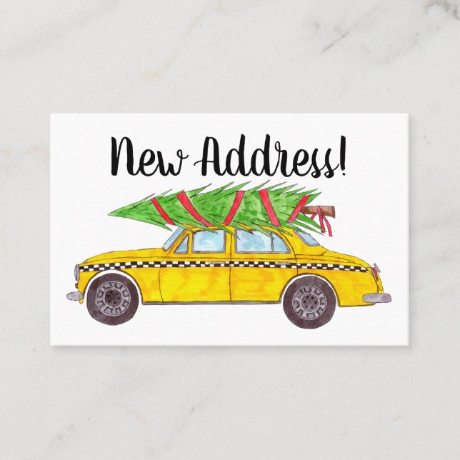 Nya adress NY Taxi med Julgran Visitkort (Framsida)