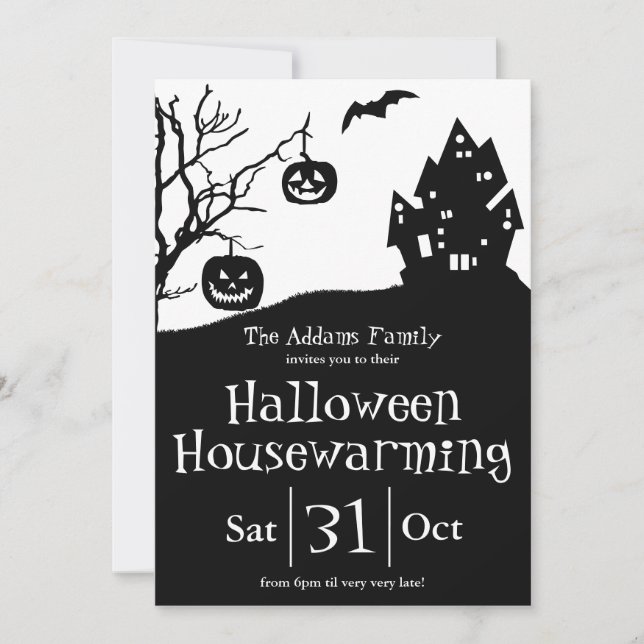 Nya adress och Halloween Houseuppvärmning Party Meddelande (Framsida)