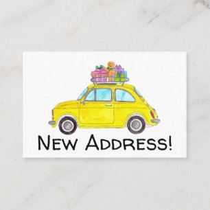 Nya adress Retro Fiat 500 julklappar Visitkort