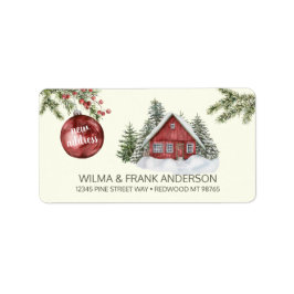 Nya adress rödhytten i Snö med Evergreens Adressetikett
