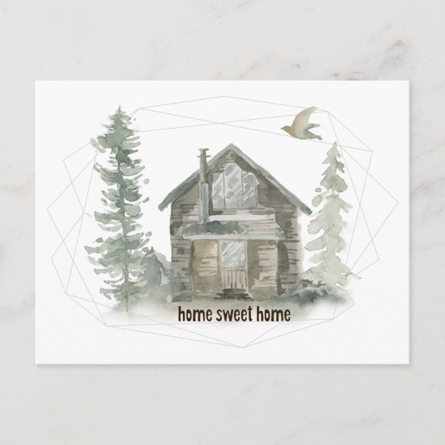 Nya adress Rustik stuga Hem ljuva hem Meddelande Vykort (Framsida)