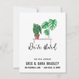 Nya adress vi har flyttat Cute Watercolor Plants Kort