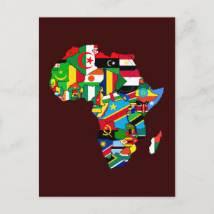 Nya Afrikas Land Flaggor Flagga Karta i Afrika Vykort