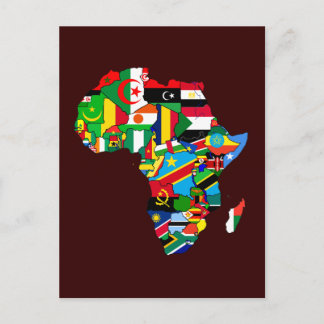 Nya Afrikas Land Flaggor Flagga Karta i Afrika Vykort