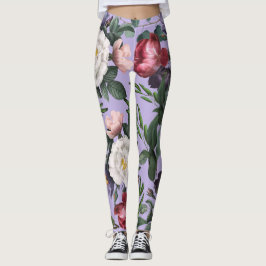 Nya ankomster lyx modern blomster trädgård lila leggings