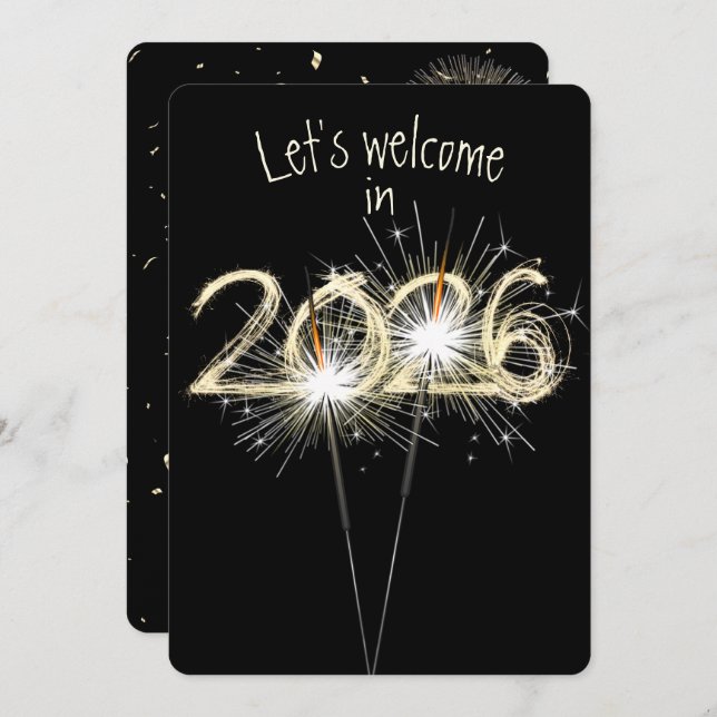 Nya år 2026 Party-miniatyrdiagram Inbjudningar (Fram/baksida)