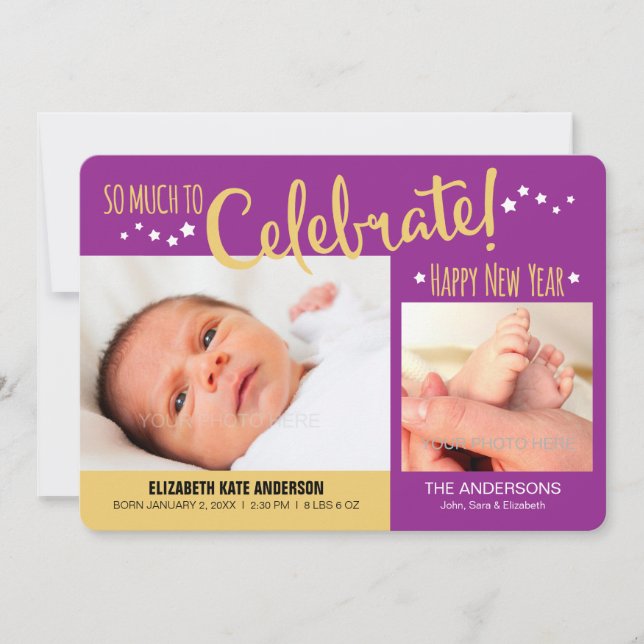 Nya år Foto Flicka-meddelande Julkort (Framsida)