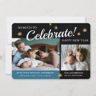 Nya år Foto Pojke Birth Notice Julkort