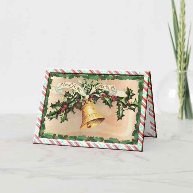 NYA ÅR HÄLSNING & GRÄNS AV SHARON SHARPE HELGKORT (Framsida)